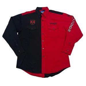 Vintage 90’s wrangler dodge rodeo split black & red embroidered long sleeve
